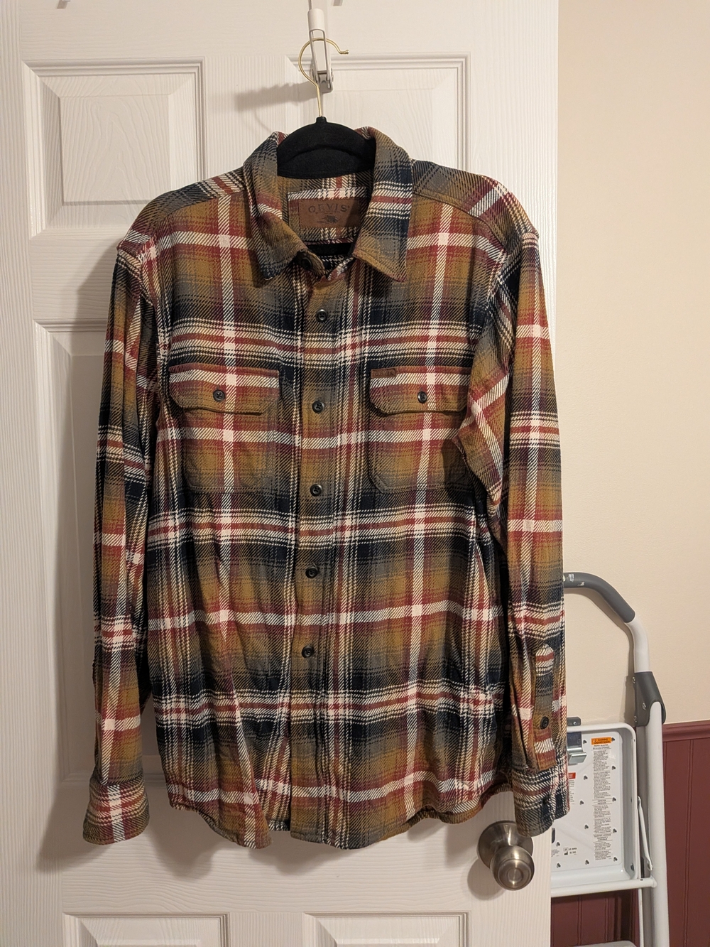 Orvis Men's Plaid Button-Down Shirt - Brown, Red, Black